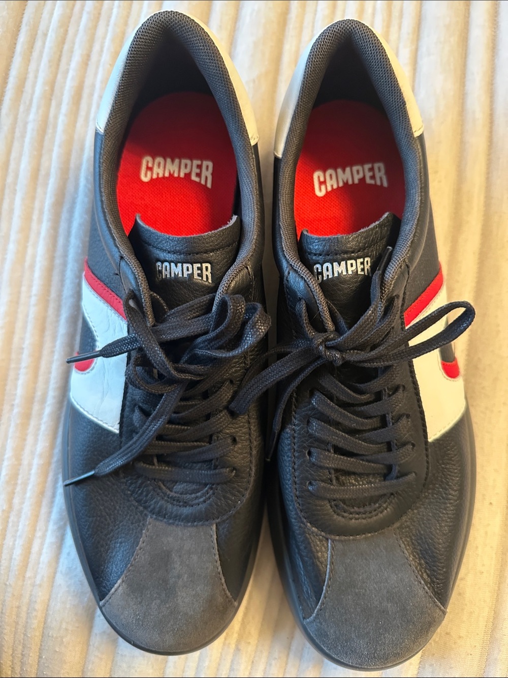 NEW Camper Men’s Black, White & Red Lace-Up Sneakers (no box)
